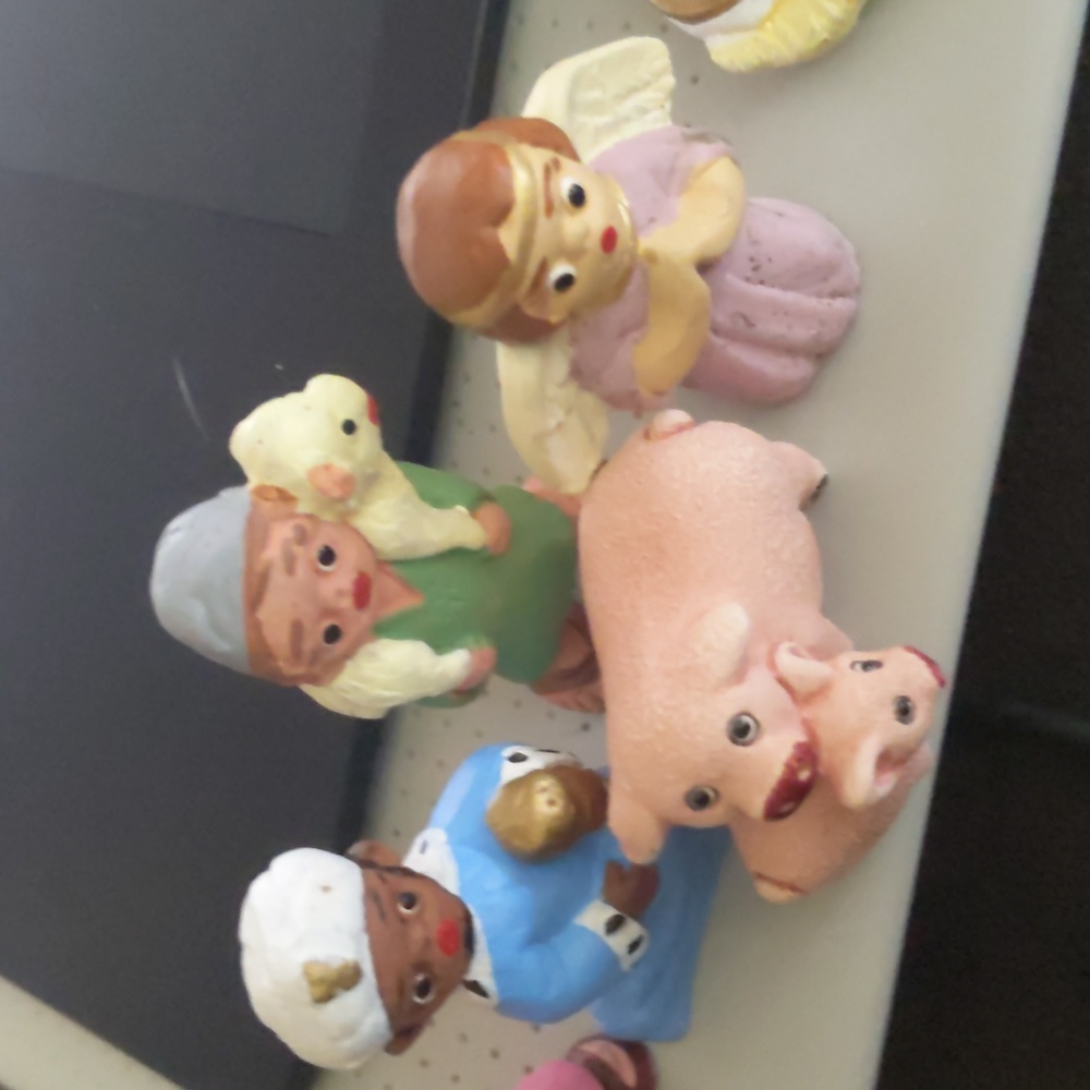 Artesania Figuritas de Barron Cocido Hechas a Mano Carved Clay Manger Figurines